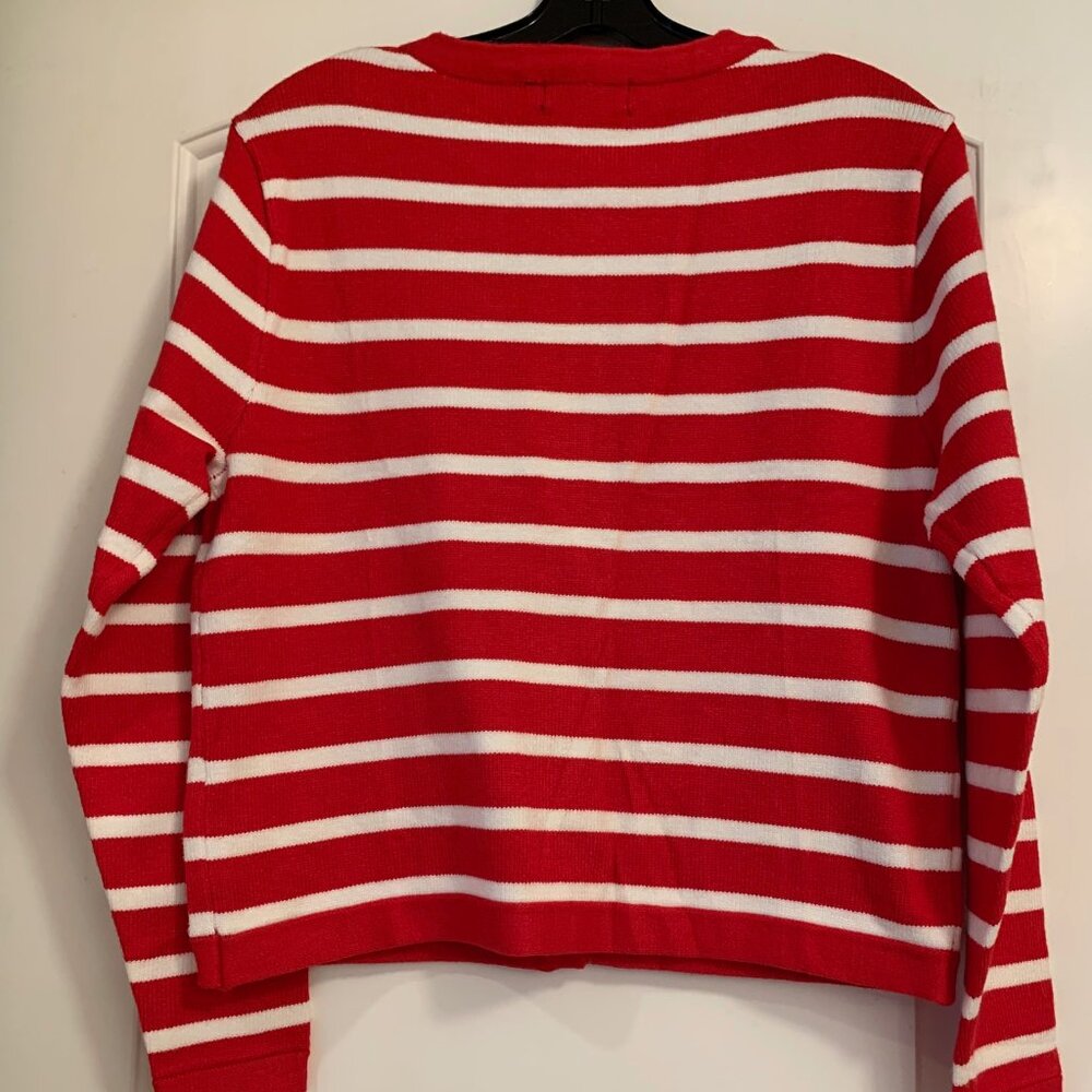 NWT LILLUSORY RED & WHITE STRIPE CARDIGAN SM - Picture 2 of 9